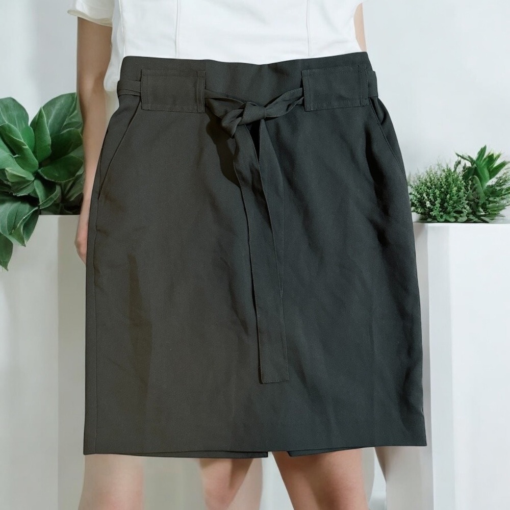 Banana Republic‎ 4Petite Olive Green Tie Waist Pencil Skirt Career Business - Picture 2 of 12